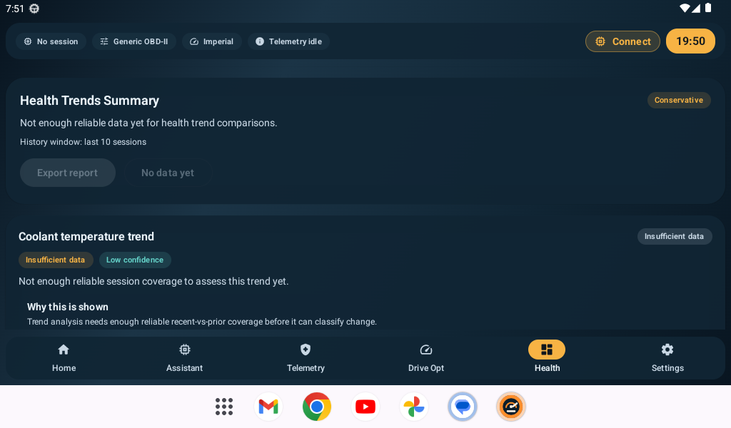 ShoddyScan health trends summary screen